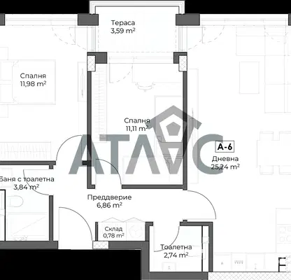 Снимка 2 — Тристаен апартамент в Беломорски, Пловдив с паркомясто