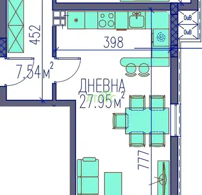 Снимка 2 — Двустаен апартамент с тераса в Център, Полиграфия, Пловдив