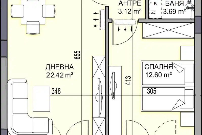 Двустаен апартамент в Гагарин, Пловдив с тераса