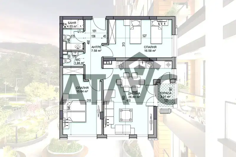 3-bedroom apartment in Plovdiv, Gagarin
