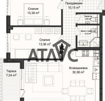Снимка 3 — Тристаен апартамент в Гагарин, Пловдив с тераса