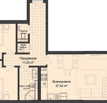 Снимка 3 — Тристаен апартамент 112 кв.м в Гагарин, Пловдив с тераса