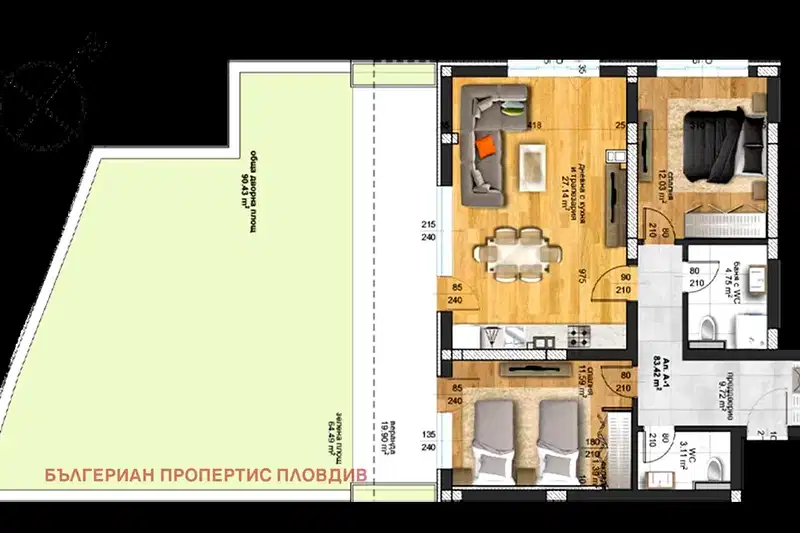 3-bedroom apartment in Plovdiv, Hristo Smirnenski