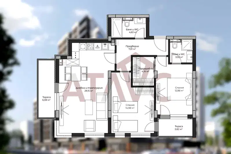 3-bedroom apartment in Plovdiv, Hristo Smirnenski
