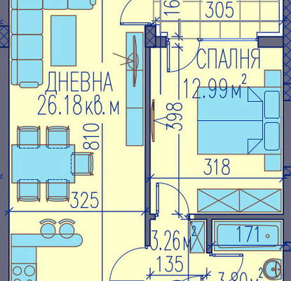 Снимка 5 — Двустаен апартамент в Каменица 2 с тераса в Пловдив
