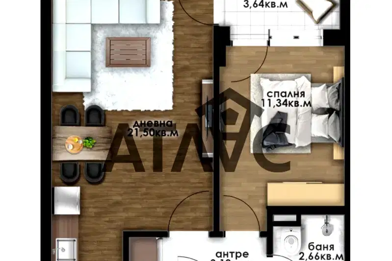 2-bedroom apartment in Plovdiv, Komatevo