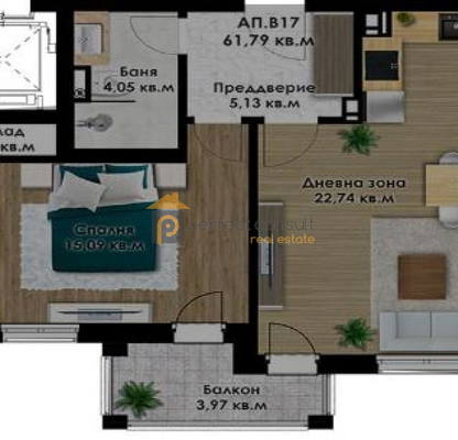 Снимка 2 — Двустаен апартамент в Коматево с модерна сграда и асансьор