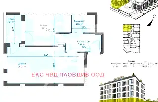 Двустаен апартамент в Кършияка, Пловдив с тераса