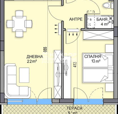 Снимка 3 — Двустаен апартамент с южно изложение в Кършияка, Пловдив