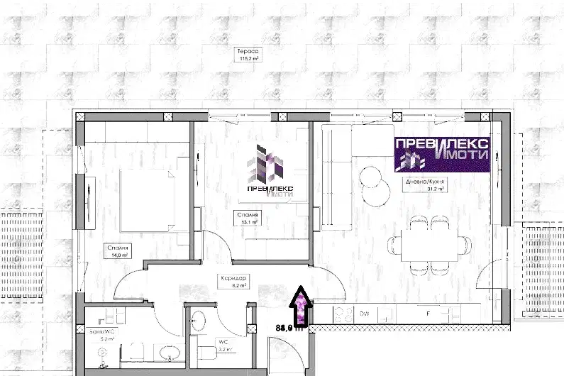 3-bedroom apartment in Plovdiv, Kyrshiyaka