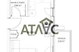 Едностаен апартамент в Остромила с тераса в затворен комплекс
