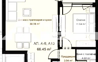 Двустаен апартамент в Остромила, Пловдив, тухлено строителство