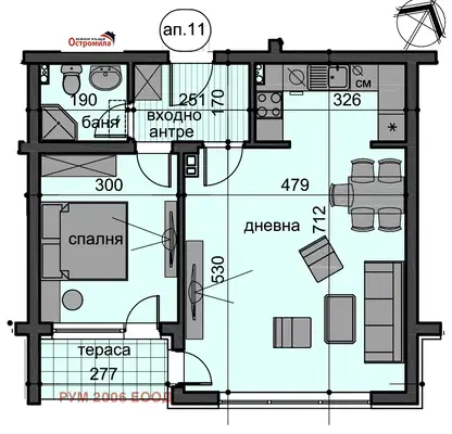 Снимка 2 — Двустаен апартамент с тераса в Остромила, Пловдив