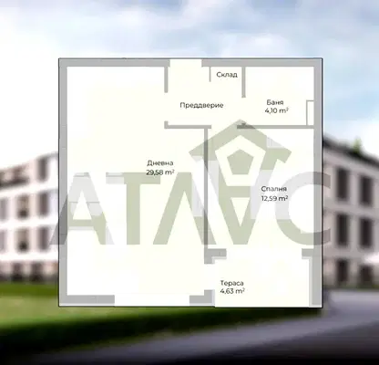 Снимка 2 — Двустаен апартамент в Гребна база с тераса, Пловдив