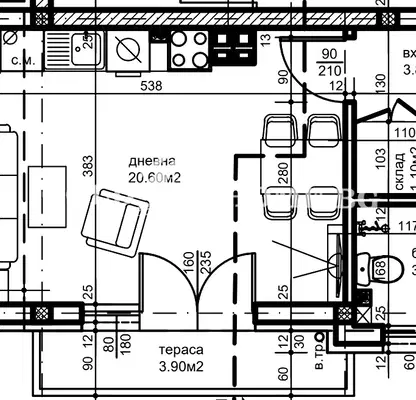 Снимка 2 — Едностаен апартамент 49 кв.м. в Прослав с тераса