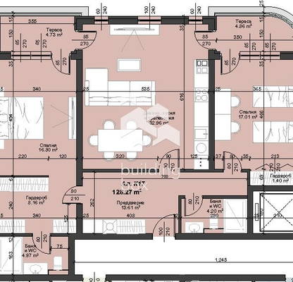 Снимка 2 — Тристаен апартамент 151 кв.м в Тракия с две тераси
