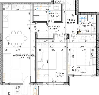 Снимка 4 — Тристаен апартамент 108 кв.м в Южен, Пловдив с тераса
