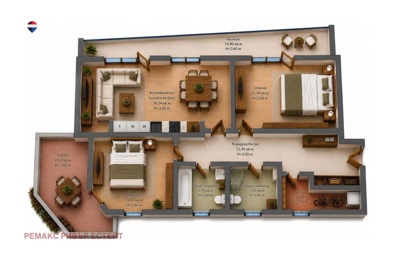 3-bedroom apartment in Ruse, Shirok Centyr