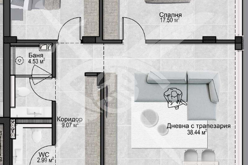 Тристаен апартамент в с. Лозен