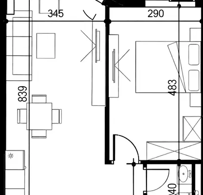 Photo 4 — Two-room apartment in Banishora with balcony and elevator