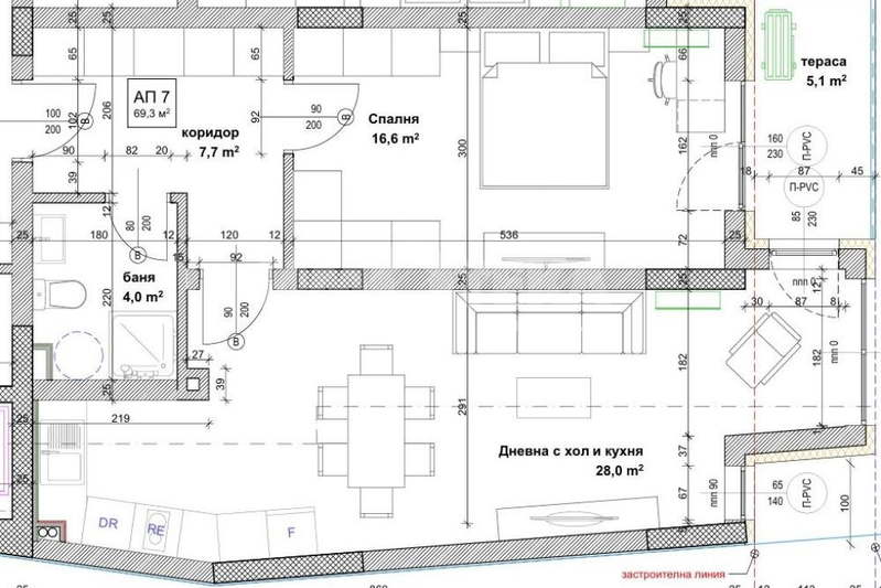 Двустаен апартамент с тераса в Банишора, София