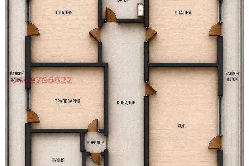 Тухлен 3-стаен апартамент с две тераси в Банишора, София
