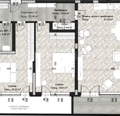 Photo 2 — Four-room apartment in the center of Sofia with panoramic terrace