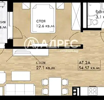 Снимка 3 — Двустаен апартамент в Дружба 2 с тераса и асансьор