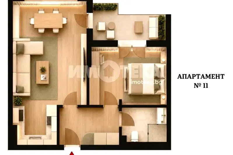 Two-room apartment in Gorna Banya with balcony and parking space