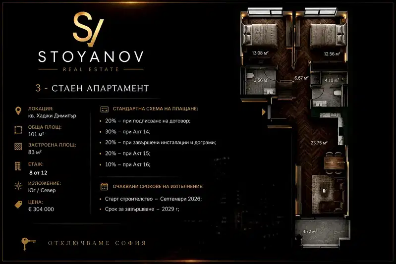 3-bedroom apartment in Sofiya, Hadji Dimityr