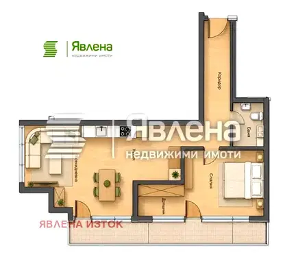 Снимка 2 — Просторен 2-стаен апартамент в Изгрев с югоизточно изложение