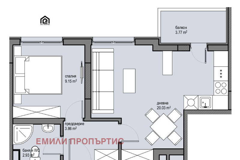 2-bedroom apartment in Sofiya, Krasna Polyana 2
