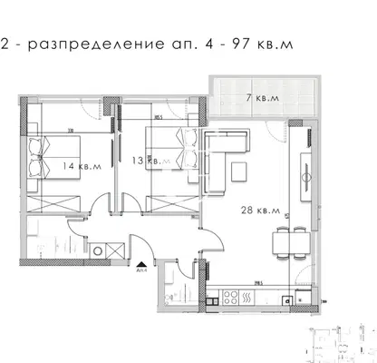 Снимка 4 — Тристаен апартамент с тераса в Кръстова вада, София