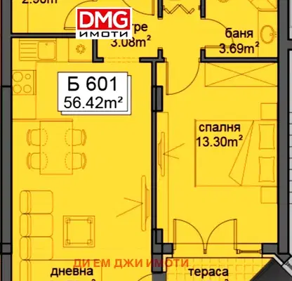 Снимка 2 — Двустаен апартамент с южно изложение в Левски Г, София