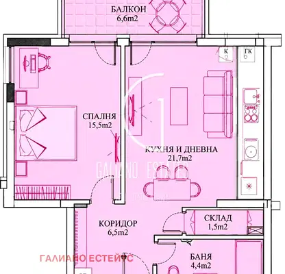 Photo 2 — Two-room apartment with terrace in Malinova Dolina, Sofia