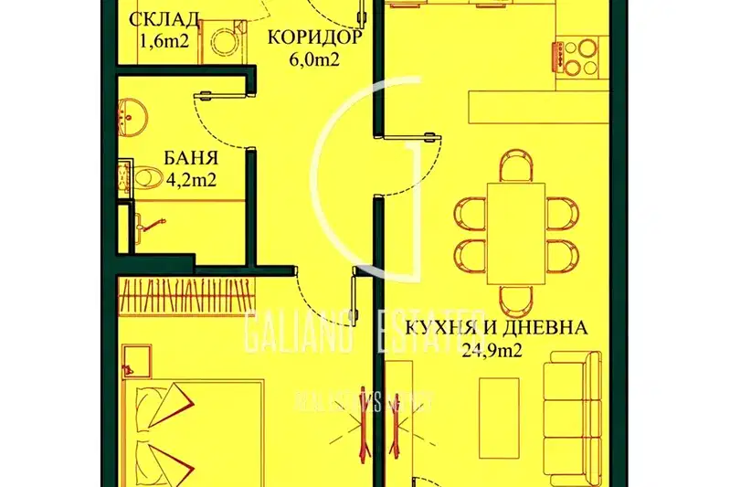 Двустаен апартамент в Малинова долина с тераса и паркинг