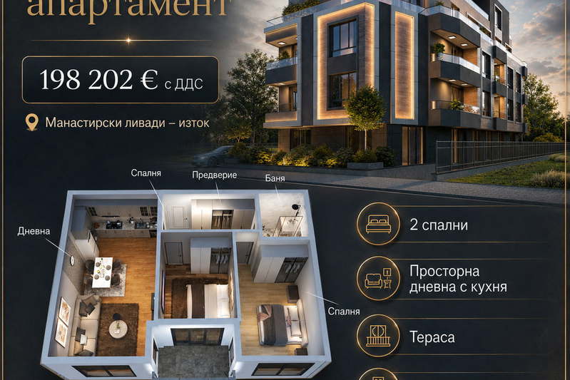 3-bedroom apartment in Sofiya, Manastirski Livadi