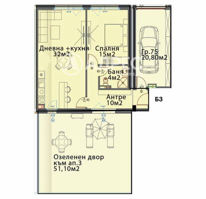 Снимка 4 — Тристаен апартамент с тераса в Модерно предградие, София