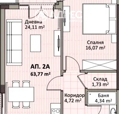 Снимка 4 — Двустаен апартамент с балкон в Надежда 2, София
