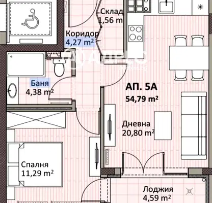 Снимка 4 — Двустаен апартамент с лоджия в Надежда 2, София