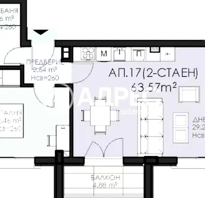 Снимка 4 — Двустаен апартамент в Овча купел 1 с балкон и асансьор