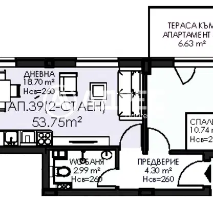 Снимка 4 — Двустаен апартамент с тераса в Овча купел 1, София