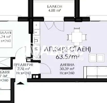 Снимка 4 — Двустаен апартамент в Овча купел 1 с балкон и асансьор
