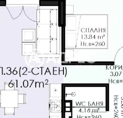 Снимка 4 — Двустаен апартамент в Овча купел 1 с балкон и асансьор