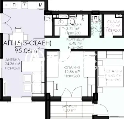 Снимка 4 — Тристаен апартамент в Овча купел 1 с два балкона