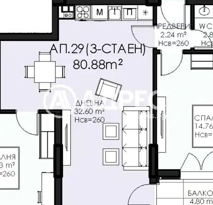 Снимка 4 — Тристаен апартамент в Овча купел 1 с балкон и асансьор