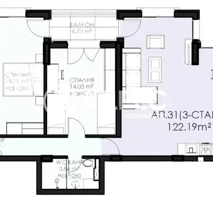 Снимка 4 — Тристаен апартамент в Овча купел 1 с балкон и асансьор
