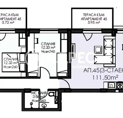 Снимка 4 — Тристаен апартамент с две тераси в Овча купел 1, София