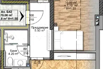 Three-room apartment in Ovcha kupel with two terraces