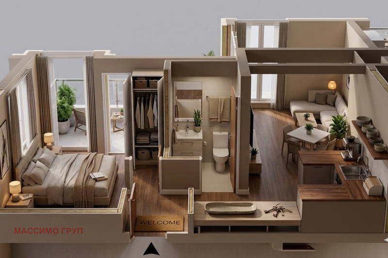 2-bedroom apartment in Sofiya, Razsadnika